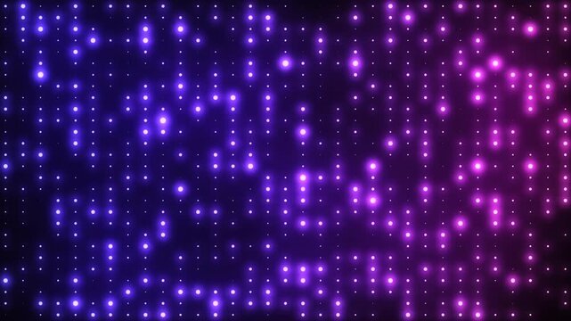 Bright purple and blue gradient disco background. Disco party lights glowing motion. Flicker wall lights. VJ disco wall. Night club, music video, glamour and fashion event, LED screen and projector.