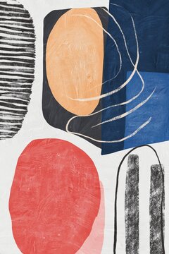 Abstract illustration with textured strokes in bold colors