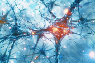 dynamic neural network illustration showcasing complex connections and learning in AI systems