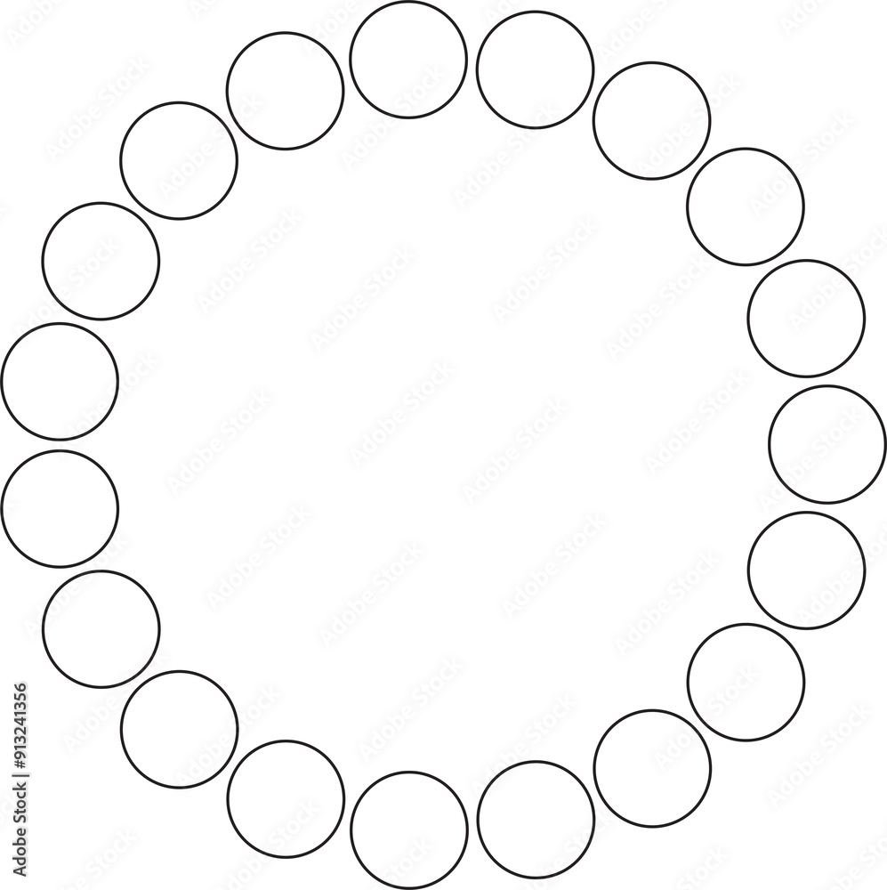 Wall mural Circle round frame. Dot border line pattern