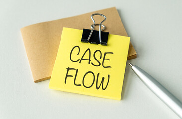 Case Flow text on yellow paper card on white background