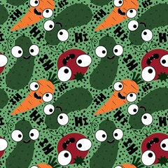 Autumn vegetable seamless tomatoes and cucumbers pattern for wrapping paper