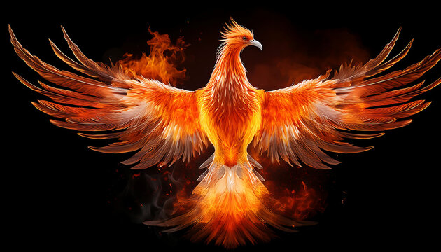  Illustration of a Burning Phoenix Bird &ndash; An illustration of a burning phoenix bird, isolate_1(216)