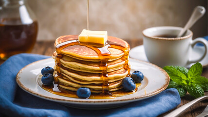 stack of pancakes with syrup