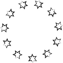 Hand drawn ink stars, icon, symbol, logo. Doodle sketchy brush style