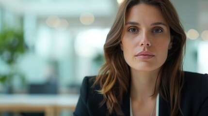 Fototapeta premium Confident Businesswoman Leading Meeting in Boardroom with Copy Space for Text.