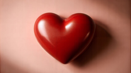 Red Heart on Pink Background