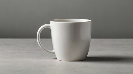 Obraz premium A white coffee cup sits on a grey countertop