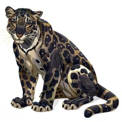 Clouded Leopard Darkness element fantasy cartoon isolated whitebackground 16:9