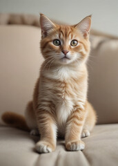 Obraz premium baby cat sitting on sofa