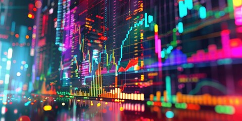Obraz premium Colorful financial data on screen.