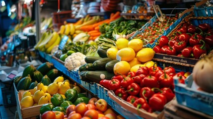Obraz premium Colorful fresh vegetables at market