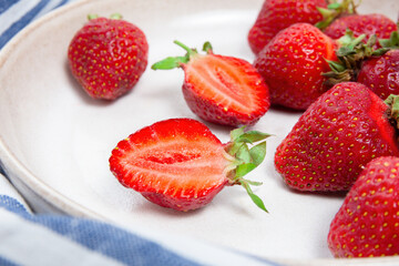 Fresh Strawberries on a White Plate