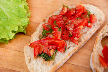 Fresh Tomato Bruschetta on Sliced Bread