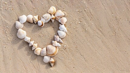 Seashell Heart on Sandy Beach - Symbol of Ocean Love