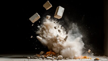 exploding chunks of concrete