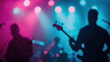 Electric Symphony: Musicians Harmonizing on Stage in Lively Concert Performance