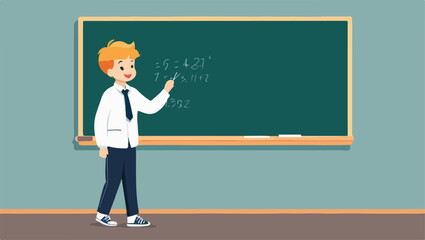 1722Illustration of a Child Writing on the Blackboard in Class