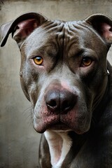 A dog with a brown and black coat and a yellow nose