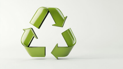 Obraz premium 3D green recycling symbol on a white background.