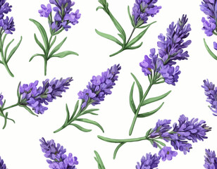 Two sprigs of lavender flowers isolated on a white background
