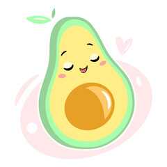 cute smiling green avocado vector illustration kids sticker