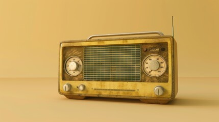 Fototapeta premium Vintage Yellow Radio with Retro Design 