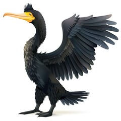 Obraz premium Cormorant Light element fantasy cartoon isolated whitebackground 16:9