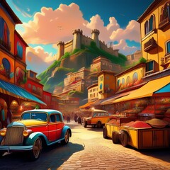 Naklejka premium night city street
