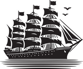 Ship black silhouette vector illustration