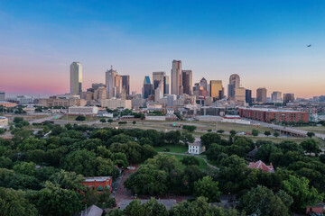 Downtown city skyline of Dallas, Texas, United States.
