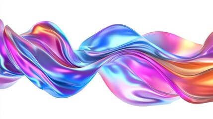 Abstract fluid shapes, 3d rendering illustration of colorful pastel color waves and cloth fabric floating in the air on white background. Modern art poster design with surrealistic twisted forms