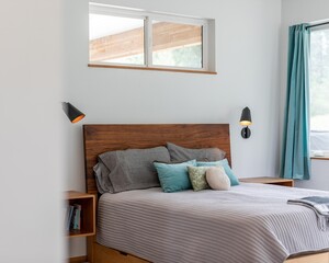 modern interior bedroom with a bed