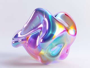 futuristic holographic liquid metal shapes on isolated background 3d render