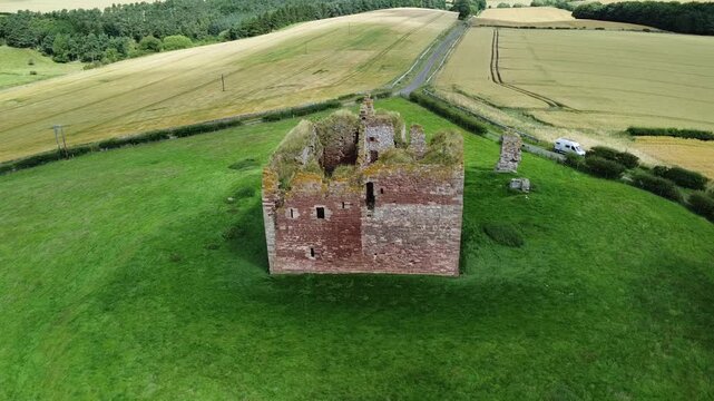 The Ruins of Cessford Castle located between Jedburgh and Kelso in the Scottish Borders. It was a stronghold for the Ker family, abandoned in 1650.