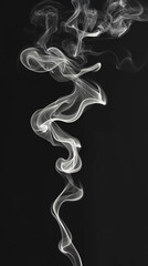 Delicate, swirling white smoke patterns rising against a black background