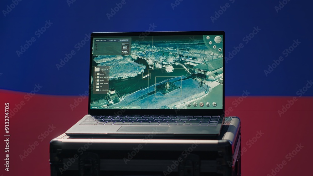 Wall mural russian federal security service using radar system to detect ballistic missiles attacking borders. 