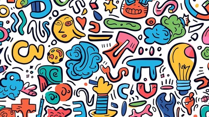 Colorful Abstract cartoon illustrations. Concept of Creative Thinking