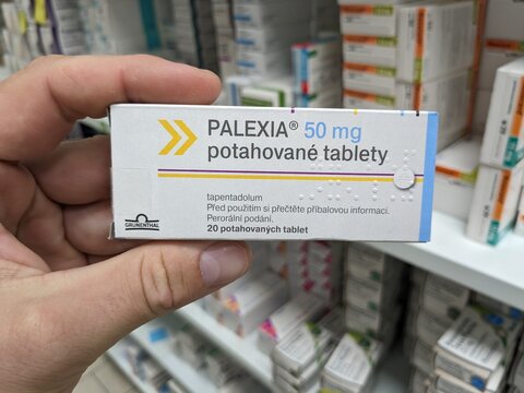 Prague,Czech Republic-August 7 2024: PALEXIA box of medication with TAPENTADOL active substance by GRUNENTHAL,used for treatment of chronic and acute pain

