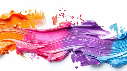 Colorful cosmetic smears isolated on white background. Vibrant makeup palette. AI generated.