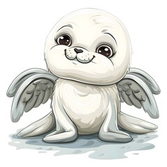 Fototapeta premium angel dugong sealion adorable smilling sitting vector isolated illustration seal