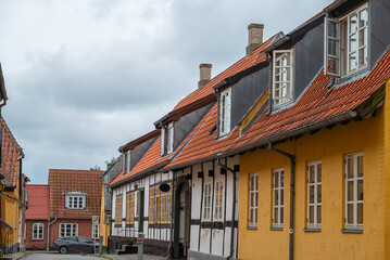 buildings near the street in town of Stege in denmark