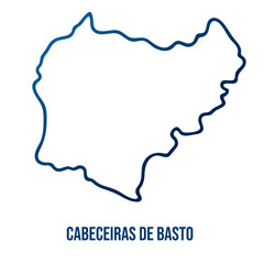 Cabeceiras de Basto municipality map, Braga district. Simplified blue gradient linear vector map