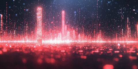 Abstract digital data streams on a dark blue background, conveying the concept of big data and cloud technology