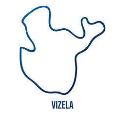 Vizela municipality map, Braga district. Simplified blue gradient linear vector map