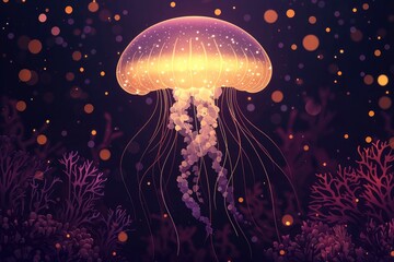 Bioluminescent Jellyfish in a Dreamlike Sea