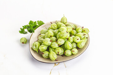 Sweet ripe gooseberries in the bowl