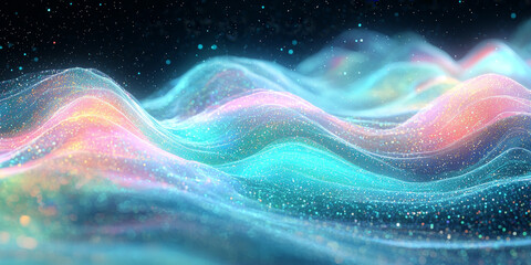 Abstract digital data streams on a dark blue background, conveying the concept of big data and cloud technology