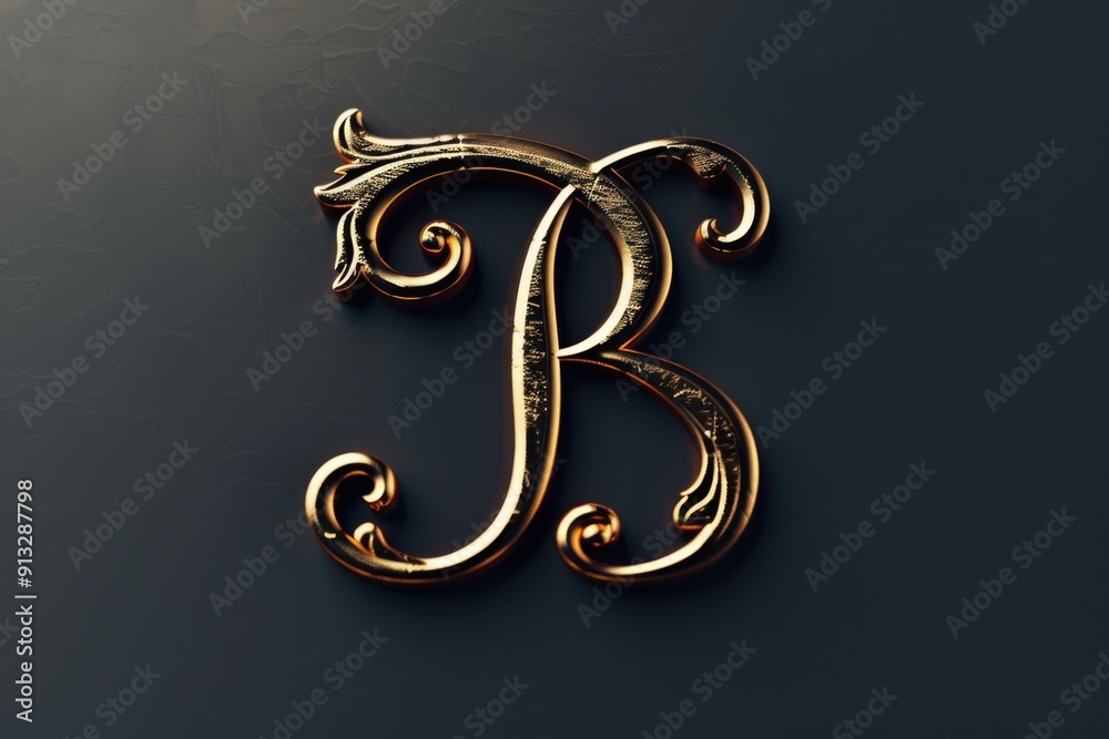 Poster a golden letter 'b' stands out against a dark black background, perfect for use in designs where you