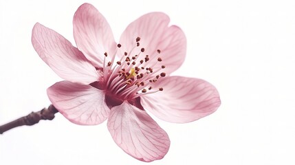 Fototapeta premium Petal Perfection: A delicate cherry blossom, its soft pink petals gracefully unfurling, showcases the intricate beauty of nature's artistry